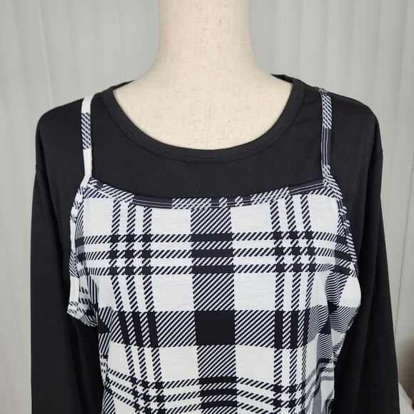 Plaid Cami Bodycon Dress with Solid Long Sleeve Crop Tee Women's Size 14 NWOT - Picture 7 of 15